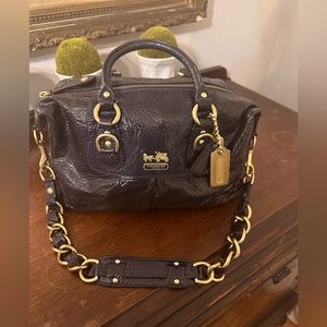 COACH Madison Sabrina Purple Crinkled Patent Leather  Satchel Bag